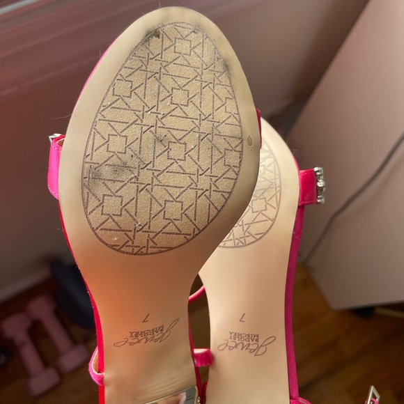 Badgley mishka  Pink Satin Women's Sandals with rhinestones and jewels - Picture 4 of 4